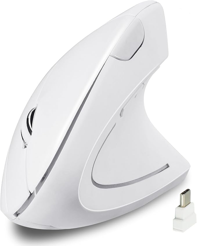 Fonicer Type C Vertical Wireless Mouse, 2.4G USB C Wireless Mouse, Ergonomic Mouse with Type C Receiver for MacBook, Computer, Laptop and All Type C Devices (White)