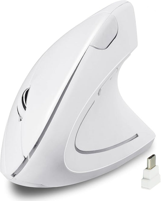 Fonicer Type C Vertical Wireless Mouse, 2.4G USB C Wireless Mouse, Ergonomic Mouse with Type C Receiver for MacBook, Computer, Laptop and All Type C Devices (White)