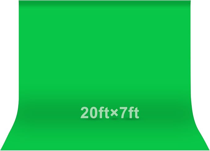 EMART Green Screen Photo Backdrop, 20 x 7 ft Photoshoot Backdrop Chroma Key Green Screen Polyester Cloth Fabric Curtain for Background Removal, Zoom Meeting, Photo Video Studio, Live Streaming