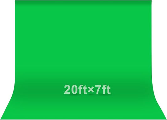 EMART Green Screen Photo Backdrop, 20 x 7 ft Photoshoot Backdrop Chroma Key Green Screen Polyester Cloth Fabric Curtain for Background Removal, Zoom Meeting, Photo Video Studio, Live Streaming