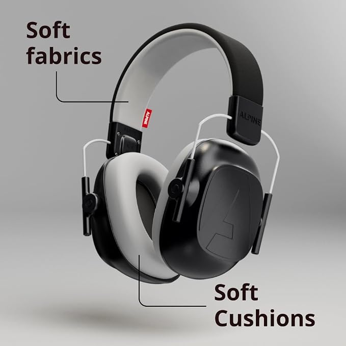 Alpine Muffy Kids - Hearing Protection - CE & ANSI Certified - Adjustable for Ages 3-16 years - Noise Cancelling Headphones - 25dB Sound Reduction Ideal for Protection and Concentration Aid – Black