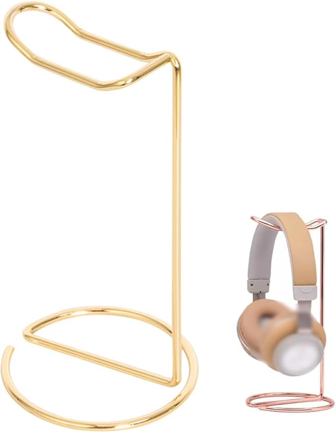 Metal Headphone Stand Headset Bracket Holder,Iron Earphone Display Rack Hanger for Gaming Room Working Table (Gold)