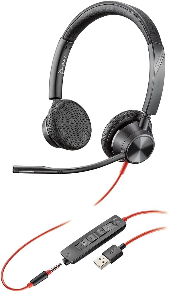 Plantronics Poly - Studio P5 Webcam with Blackwire 3325 Headset Kit Polycom - 1080p HD Professional Video Conferencing Camera & Stereo Audio Wired Headset USB-A - Certified for Zoom & Teams