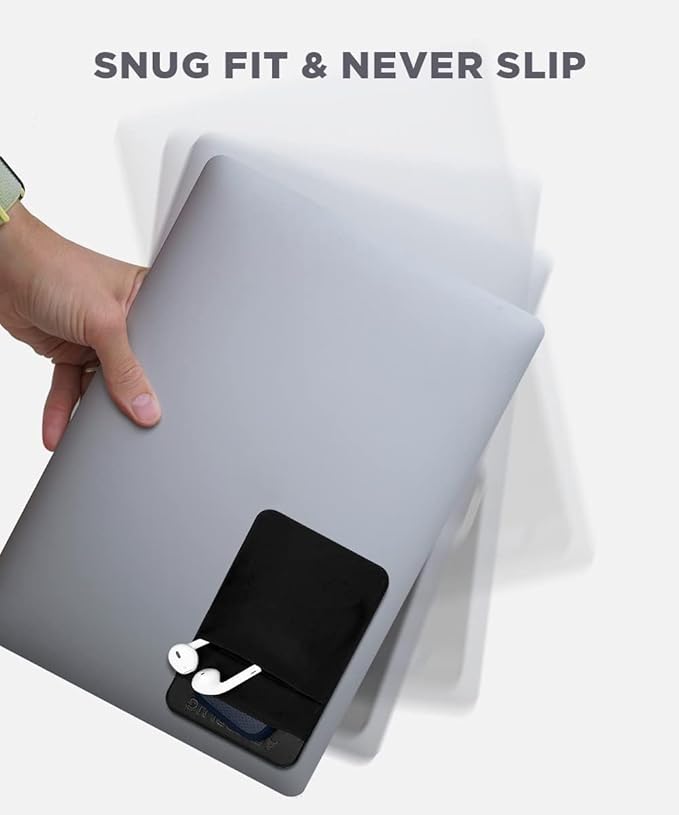 2-Pocket Adhesive Hard Drive Holder for Laptop, Stick-On Pocket Pouch for External Portable SSD, HDD, Slim Mouse and Cables (Small - Fits SSD)