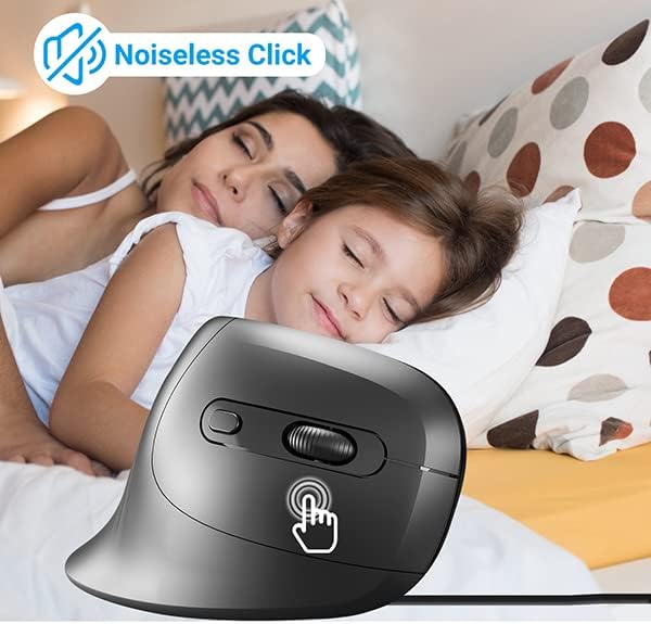 Super Space Vertical Mouse,Ergonomic Wired Computer Mouse with 6 Buttons,800/1200/2400/3200 DPI Wired Gaming Mouse for Laptop, Desktop, PC, MacBook - Black, Gift for Men Women