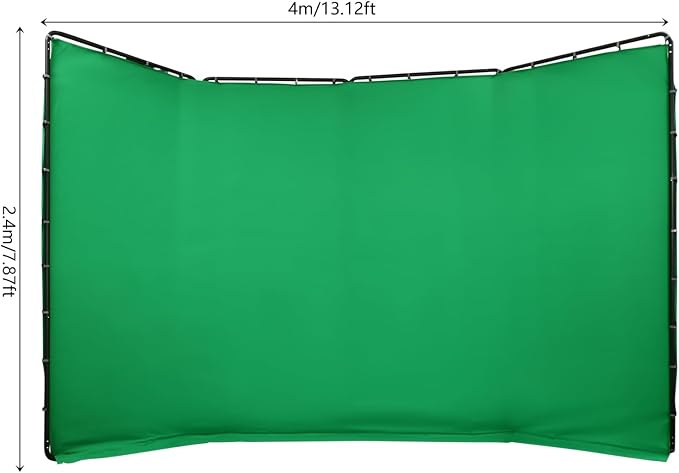 13.12 x 7.87ft Photography Backdrop Stand,Large Collapsible Screen Backdrop with Stand,Portable Photo Background Support System (Black, Green)
