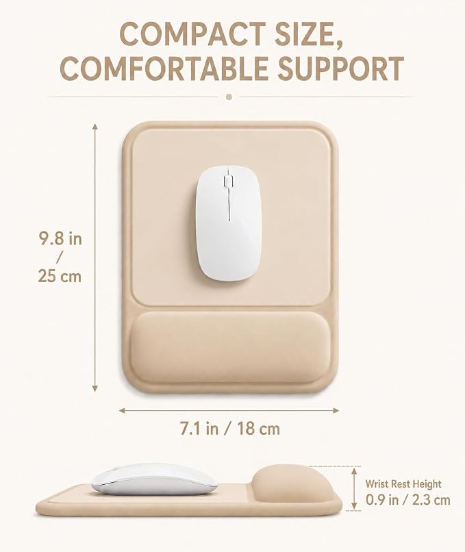 eulps Ergonomic Mouse Pad with Wrist Rest, Gel Mousepad with Soft Wrist Support, Non-Slip PU Base, Smooth Surface Mouse Pad for Wrist Pain Relief, Computer Laptop Office Home & Gaming (Sand Beige)