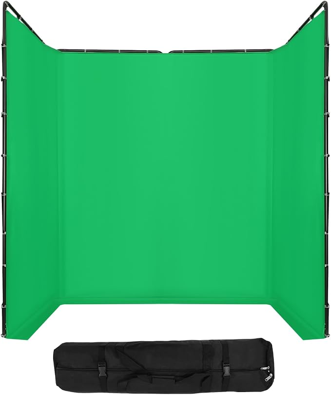 Green Screen Backdrop with Stand, 7.87ft x 13.12ft Large Chromakey Photography Background Support System, Adjustable Metal Frame w/Carrying Bag for Photo Studio, Video Shooting, Live Streaming