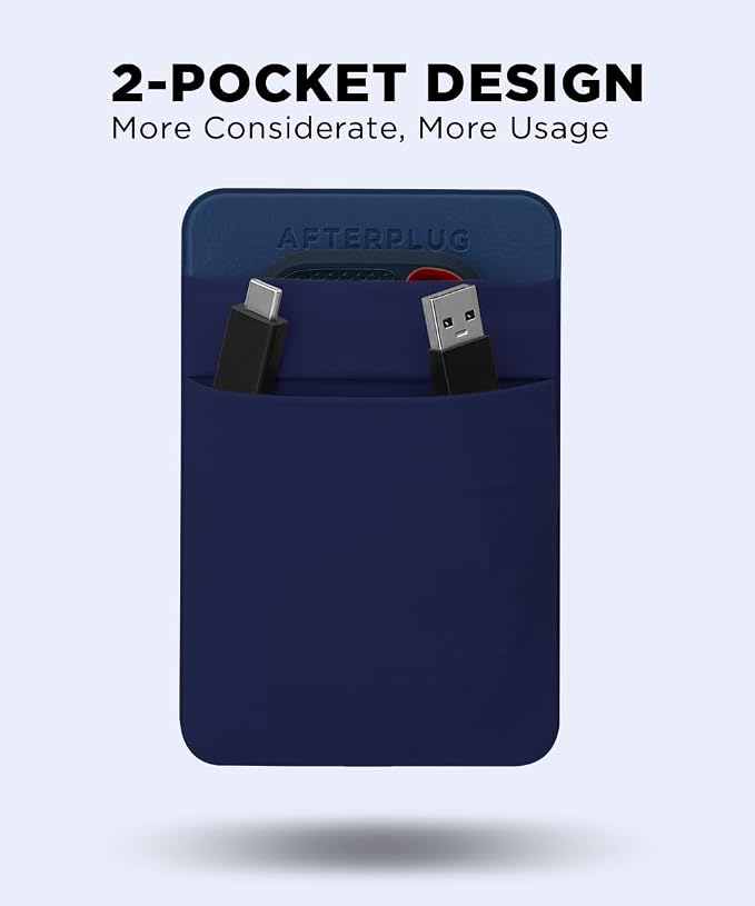 2-Pocket Adhesive Hard Drive Holder for Laptop, Stick-On Pocket Pouch for External Portable SSD, HDD, Slim Mouse and Cables (Small - Fits SSD)