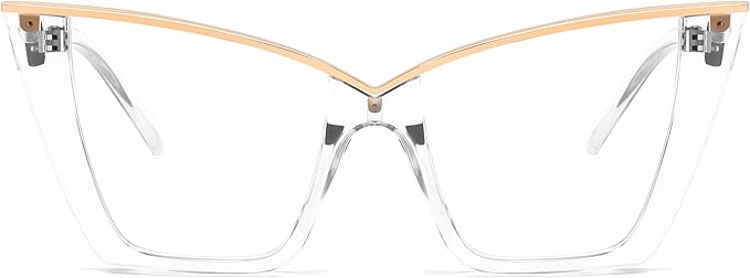 FEISEDY Fashion Cat Eye Blue Light Blocking Glasses for Women Fake Retro Eyeglasses Oversized Stylish Eyewear Frame B0240