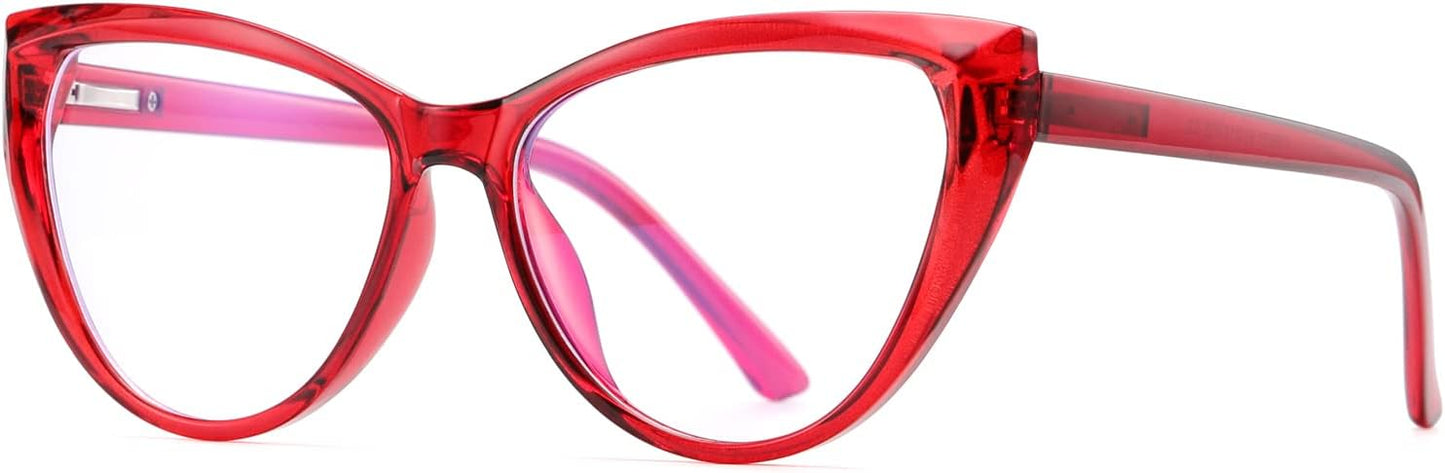 TEAPLMTT 2 Pack Cat Eye Blue Light Blocking Glasses for Women Trendy TR90 Frame Anti Blue Ray Eyesatrain Computer Eyeglasses