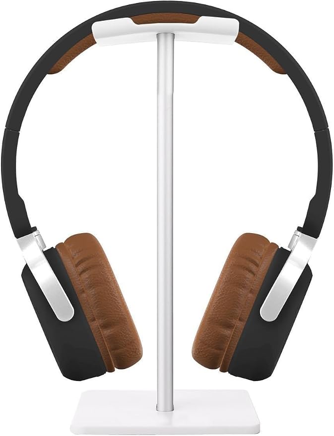 Headphone Stand, Universal Aluminum Holder Showing Display Hanger for HyperX Cloud II Gaming Headset, Microsoft Xbox One Chat, Turtle Beach Recon, Sony Headset 2.0 and More (White)