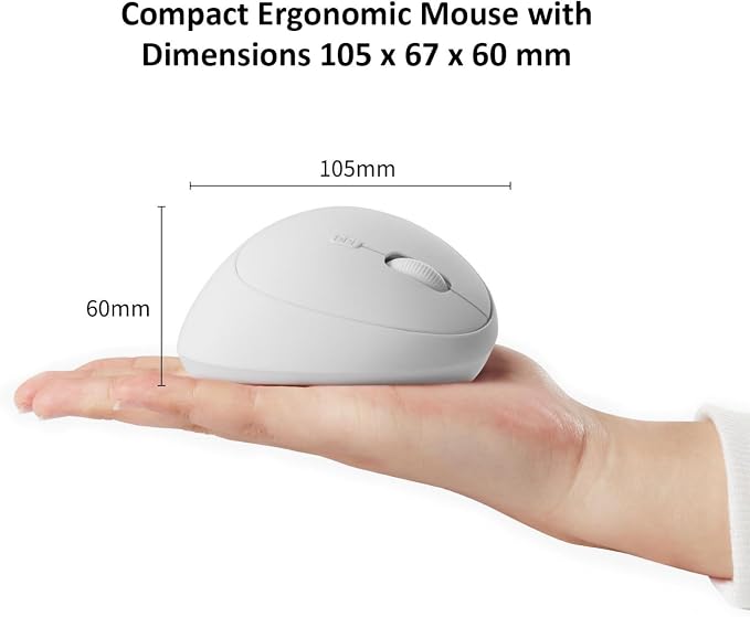 Thanice Vertical Wireless Mouse,2.4G Rechargeable Ergonomic High Precision Optical Silent Cordless Computer Mice with 6 Buttons, 3-DPI Adjustable, USB Receiver for Laptop PC Mac Notebook(White)