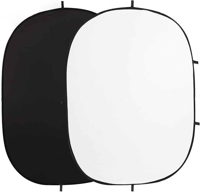 5x6.5ft Pop Up Black White Backdrop, Double-Sided Collapsible Portable Background with Carry Bag for Photography, Live Streaming