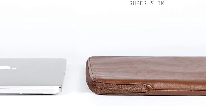 Comfyable Slim Protective Laptop Sleeve, PU Leather Bag Compatible with 15" MacBook Air (Snug Fit) M5 & 14" MacBook Pro M5 Pro/Max 2026 (Loose Fit), Brown