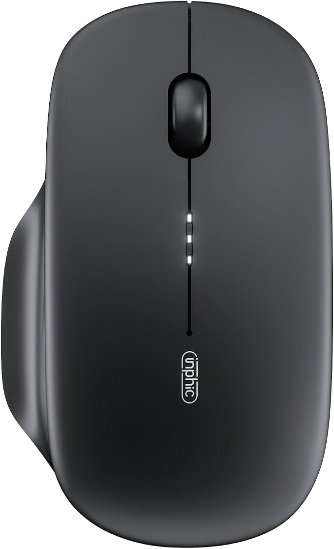 INPHIC M1 II Wireless Mouse Bluetooth, 80g Tri-Mode (Bluetooth 5.0/4.0+USB) Computer Mouse, Visible Battery Leval, Type-C Charging, for Windows/PC/Mac/Tablet/Laptop - Black