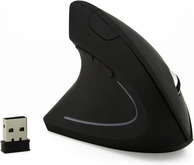 Left Handed Mouse, Ergonomic 2.4GHz Vertical Optical Wireless Mouse with USB Receiver DPI (800/1200/1600) for PC Computer Laptop Macbooks,Cordless Mice Specially for Lefty Left-handers(black)