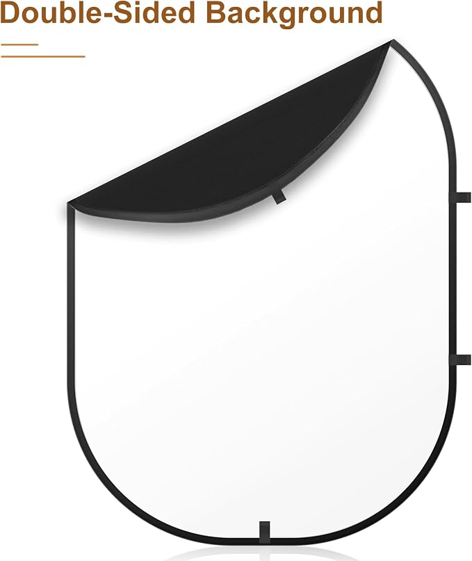 3x5ft/1x1.5m White Black Photo Backdrop, Double-Sided Pop Up Photography Background with Carry Bag Reversible Collapsible Backdrops for Photoshoot TikTok YouTube Video Live Streaming