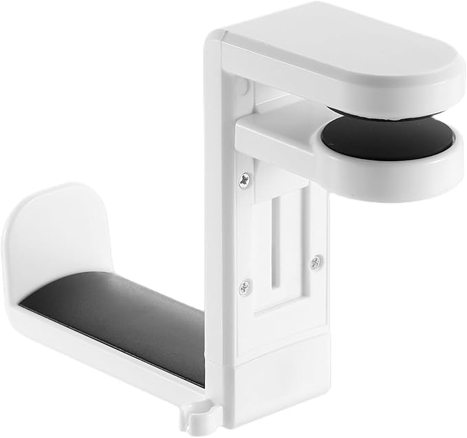 HARFINGTON Headphone Stand Holder 360 Degree Adjustable Clamp Desk Hook Clamp 0.39"-1.65" Clamping Range PC Gaming Headset Stand for Headphone Earphone, White/Black