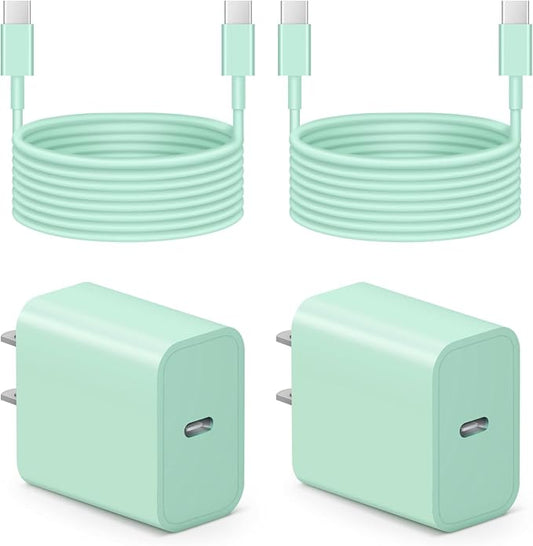 iPhone 17 16 15 Charger Fast Charging 6FT - 20W USB C Charger Block with 6FT Type C to C Cable Compatible with iPhone 17/17 Pro/17 Pro Max/Air/16/16e/15, iPad Pro, iPad Air (Green)