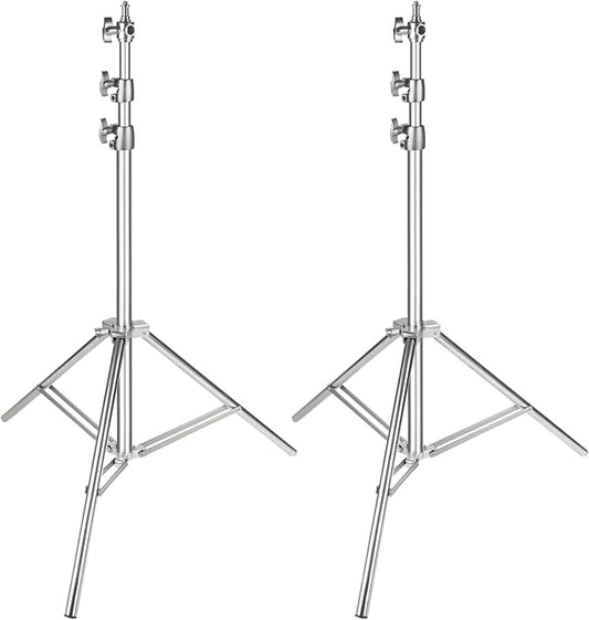 NEEWER 2PCS Light Stand Kit, 79"/200cm Stainless Steel Heavy Duty Tripod Stand with 1/4" to 3/8" Adapter for Studio Softbox, Monolight, Reflector