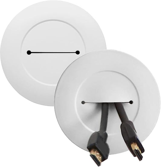 Legrand Wiremold CCA6W In Wall Low Voltage TV Grommet Kit, Cable Management Kit, Mounting Brackets and Hole Saw Included, White (1 Pair)