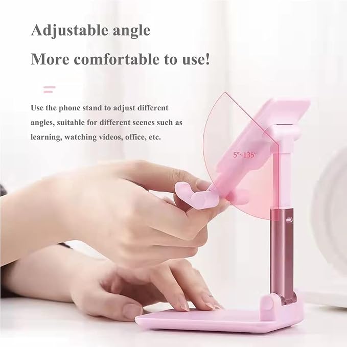 Meetuo 2 Pcs Cell Phone Stand, Adjustable Angle Height Phone Stand for Desk, Foldable Portable Phone Holder for iPhone 14/13/12/Smartphones