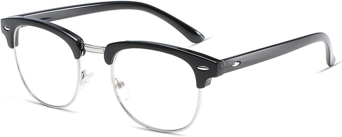 Fashion Vintage Classic Semi-Rimless Half Frame Clear Lens Glasses