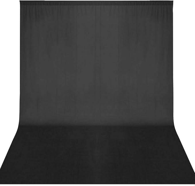 5x7.2ft Black Background for Photography, Premium Black Wall Backdrop Curtains Polyester Birthday Party Decoracion Back Drop Content Creator Background Screen for Studio Video Photo Booth Photoshoot