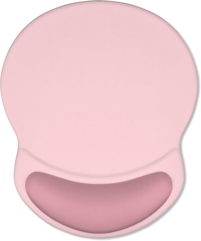 ITNRSIIET Ergonomic Mouse Pad with Comfort Gel Wrist Rest, Non-Slip PU Base, Smooth Textured Surface, Reduces Hand Fatigue & Wrist Pain, 8.7 x 7.2 Inch for Office Gaming Home, Pink Accent