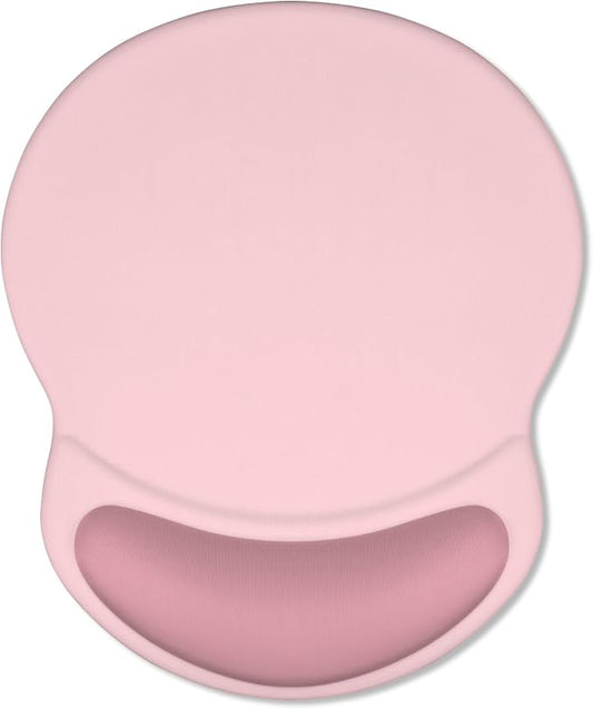 ITNRSIIET Ergonomic Mouse Pad with Comfort Gel Wrist Rest, Non-Slip PU Base, Smooth Textured Surface, Reduces Hand Fatigue & Wrist Pain, 8.7 x 7.2 Inch for Office Gaming Home, Pink Accent