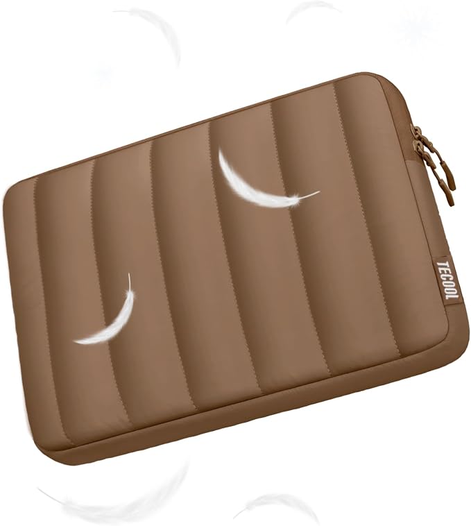TECOOL Puffy Laptop Case 13.3 inch,13-13.3 inch Laptop Sleeve for MacBook Air 13 inch M5(2026) M4 M3 M2 M1,Macbook Neo 13 A18, Mac Pro 13/Mac Pro 14 M5 Waterproof Notebook Sleeve with Small Case,Brown