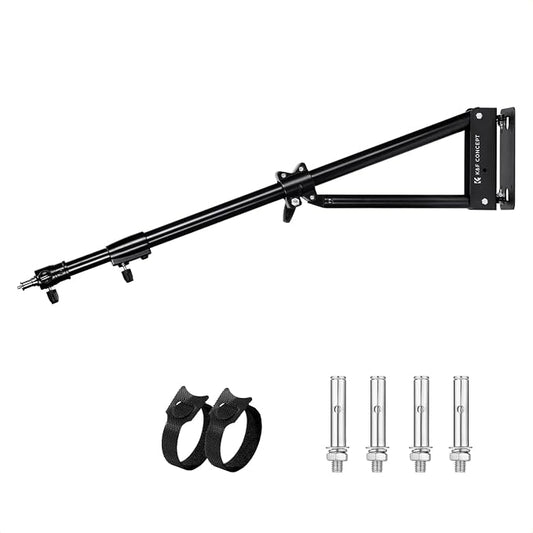 K&F CONCEPT Wall Mount Boom Arm 51"- Rotating Triangle Stand for Ring Light, Softbox, Reflector - Support 180°Flexible Rotation, 33-51in Adjustable Length, 20lbs Heavy Duty with 1/4''&3/8'' Mount