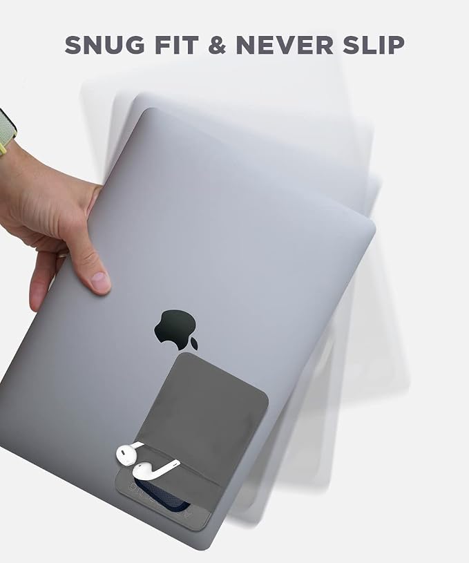 2-Pocket Adhesive Hard Drive Holder for Laptop, Stick-On Pocket Pouch for External Portable SSD, HDD, Slim Mouse and Cables (Small - Fits SSD)