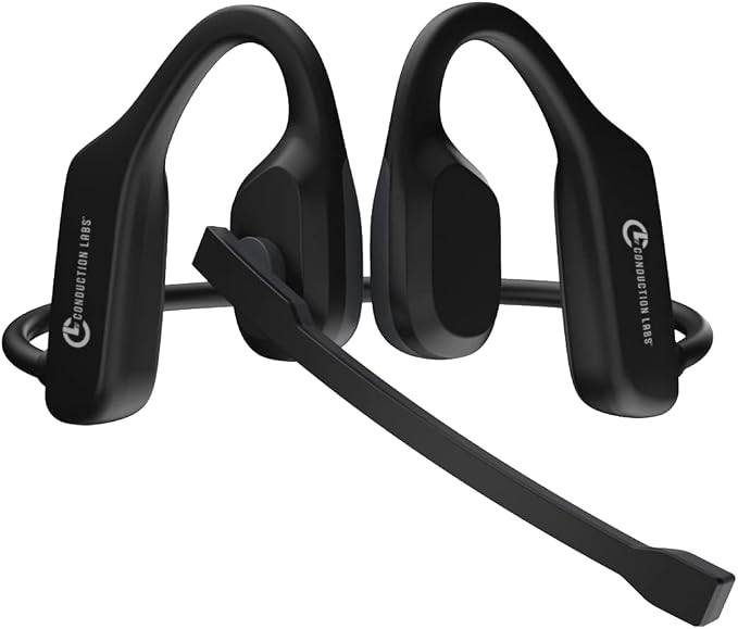 Conduction Labs - Chat - Open Air Bluetooth Headphones - Air Conduction Directional Audio - Noise Canceling Mic - Lightweight & Water Resistant - Compatible w/All Video Conferencing Platforms
