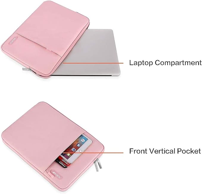 MOSISO Laptop Case 16 inch, 15-15.6 inch Laptop Sleeve Compatible with MacBook Pro 16 M5 M4 M3 M2 M1, HP Acer Dell Lenovo ASUS, Polyester Vertical Computer Sleeve Bag with Pocket, Pink