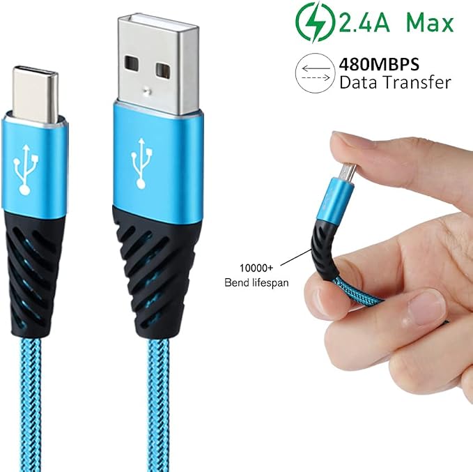Bynccea USB C 10FT Type C Charger Cable 4-Pack Fast Charging Cord USB A to USB C Cell Phone Charger Nylon Braided Compatible with Samsung Galaxy S10 S9 S8 Note 10 9 Pixel LG V30