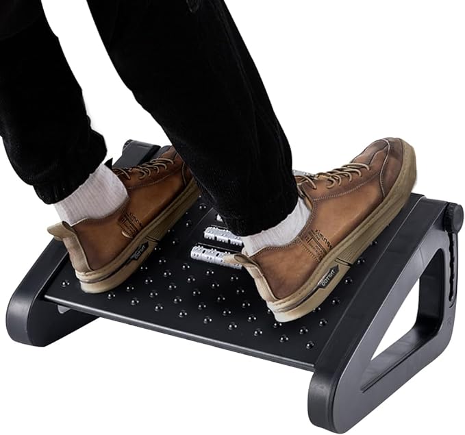 CasaZenith Foot Rest, Six Heights Adjustable Foot Rest for Under Desk at Work, Ergonomic Foots Stool for Under Office Desks, Under Desk Footrest with Foot Massage Roller, Chair Footrest for Leg Rests
