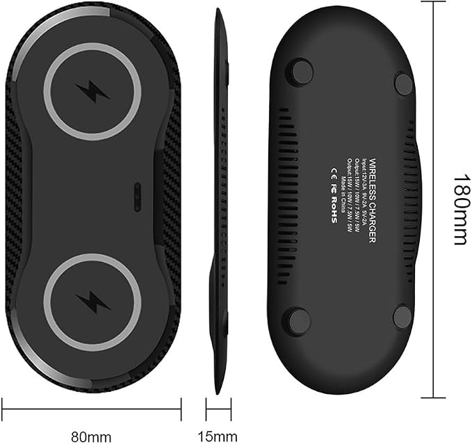 30Watt Dual Wireless Charging Pad for Multiple Devices, Dual 15W Charging Pad for iPhone 16/15/14/13/12/11/X,for Samsung Galaxy S25/S24/S23/S22/S21/S20/S10, and More. with USB-C Cable