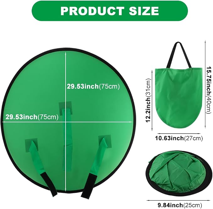 1 PC Green Screen Background, Nylon Background Screen Portable Foldable Backdrop for Live Streaming, Chair Photo Studio Solid (Green, 75cm，only Screen,NO Stand)