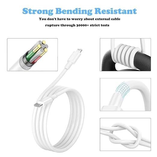 iPhone Fast Charger, 3 Pack MFi Certified PD Type C Fast Charger Block with 3 Pack 6FT USB C to Lightning Fast Charging Data Sync Cable Compatible with iPhone 14 13 12 11 Pro Max XS XR X 8 iPad-White