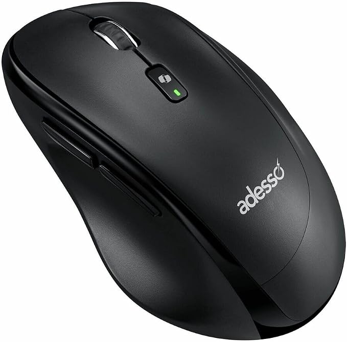 Adesso iMouse A60 Ergonomic Wireless Vertical Mouse, Bluetooth and 2.4GHz Dual Mode with USB-A Receiver, Copilot AI Hotkey, 3 Level DPI (1000/1600/2400), 6 Buttons, Right Hand for Windows