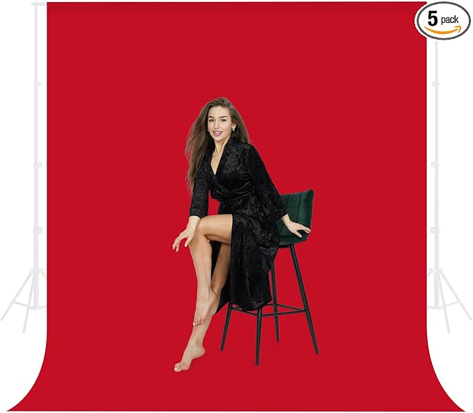 Red Backdrop for Photography 7 x 10 Ft,Chroma Key Red Background Sheet for Photography,Photo Backdrop Curtain for Photoshoot Video Polyester Cloth Video Studio Calls Streaming Gaming