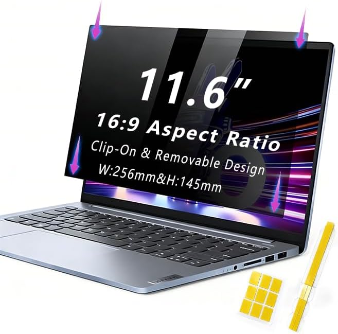 Laptop Privacy Screen 11.6 Inch 16:9 , Anti-Spy Privacy Filter with Anti-Glare Blue Light Protection, Removable Computer Monitor Shield for HP Lenovo Dell Acer Asus ThinkPad Envy XPS (11.6" (16:9, 10.1×5.7 in))