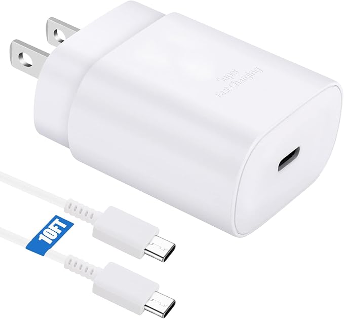 Super Fast Charger Type C,25W USB C Wall Charger Fast Charging Block for Samsung Galaxy S26/S25/S24/S24 Ultra/S24 Plus/S23/S23 Ultra/S23 Plus/S22/S22Ultra/S22+/Note 20/S20/S21 &10FT C Charger Cable