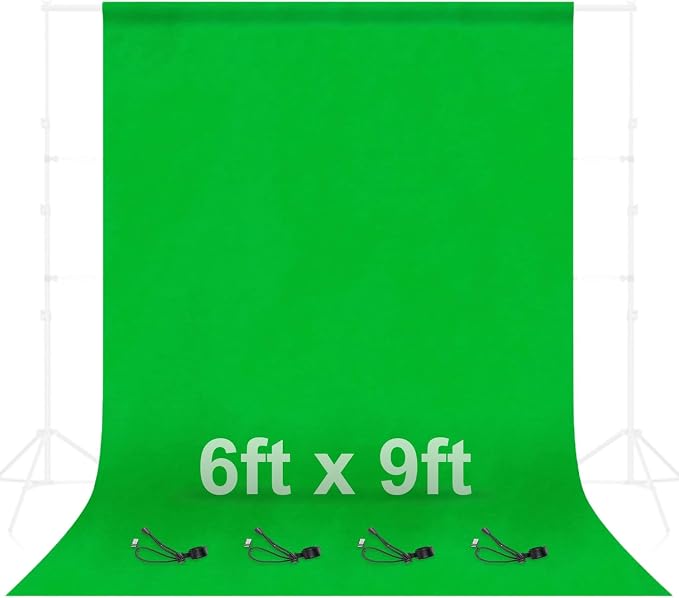 EMART Rolling Backdrop Stand with Wheels with 6 x 9 Ft Green Screen Backdrop