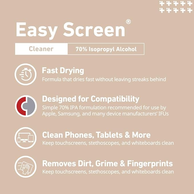 Easy Screen Cleaning Wipes, Electronic Screen Cleaning, Laptops, Monitors, Phone, Tablet, TV Screen Cleaning Wipe, 70 Wipes per Canister, Large 9"x 6" Durable Wipe (Pack of 2)