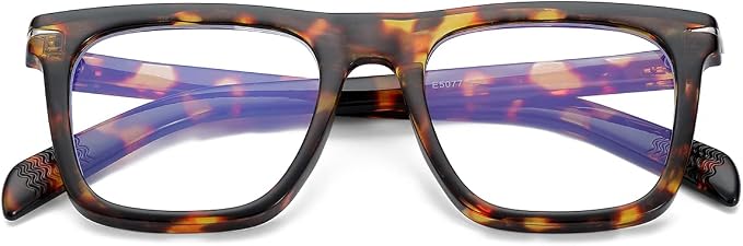 Trendy Square Blue Light Blocking Glasses for Men Women, Fashion Frame Non-prescription Computer Glasses (Tortoise)