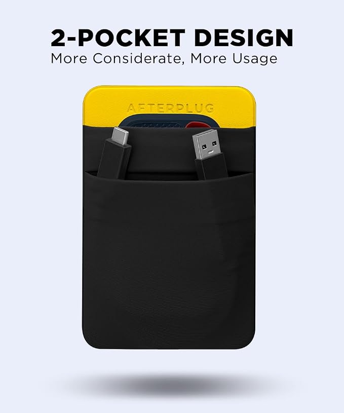2-Pocket Adhesive Hard Drive Holder for Laptop, Stick-On Pocket Pouch for External Portable SSD, HDD, Slim Mouse and Cables (Small - Fits SSD)