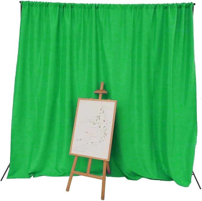 King Mills 10x8 ft Green Backdrop Curtain for Photography, Also Serving as Background for Golf Simulators for Home, Streaming Backdrop, Podcast Background, Zoom Backdrop.